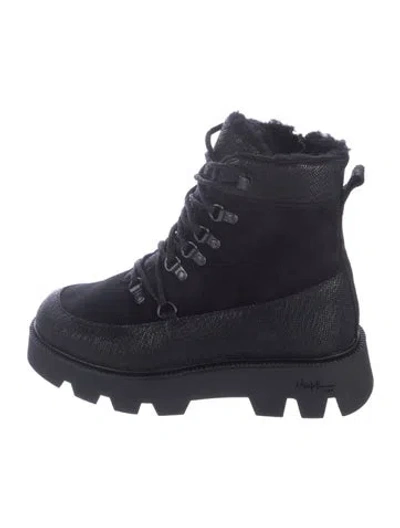 Pre-owned Montelliana Suede Hiking Boots In Black/blue