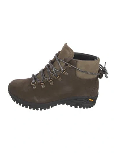 Pre-owned Montelliana Suede Hiking Boots In Green