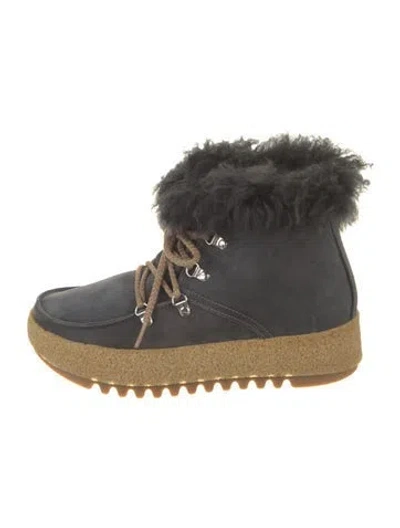 Pre-owned Montelliana Suede Lace-up Boots In Black