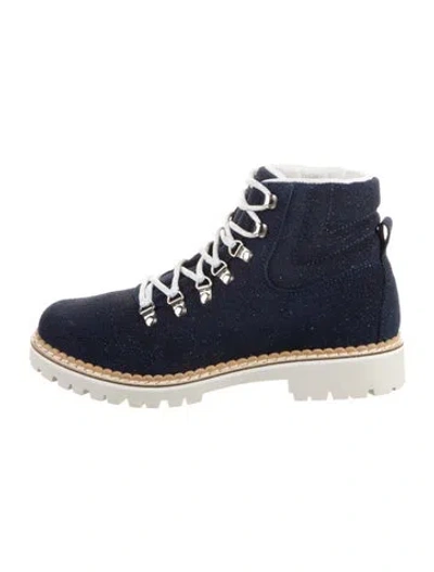 Pre-owned Montelliana Suede Lace-up Boots In Blue