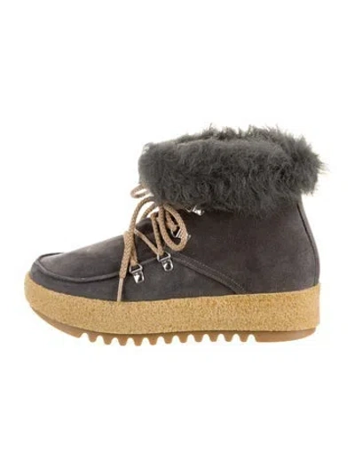 Pre-owned Montelliana Suede Lace-up Boots In Gray