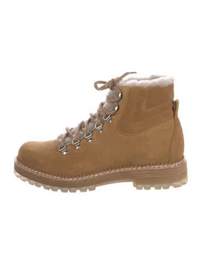 Pre-owned Montelliana Suede Lace-up Boots In Neutral