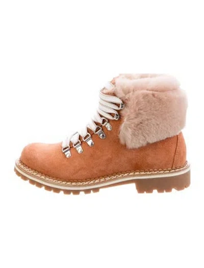 Pre-owned Montelliana Suede Lace-up Boots W/ Tags In Neutral