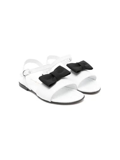Montelpare Tradition Kids' Bow-detail Leather Sandals In White