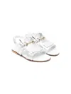 Montelpare Tradition Fringed Leather Sandals In Silver