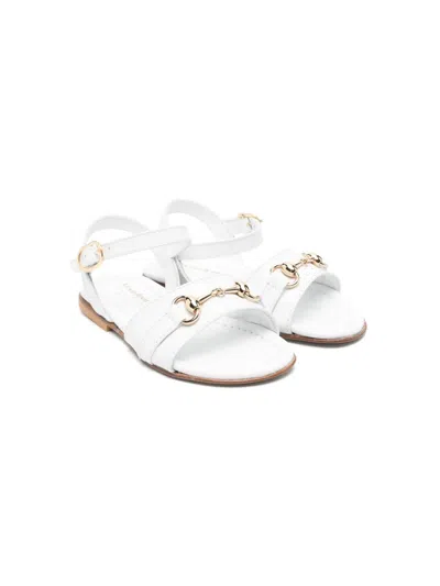Montelpare Tradition Kids' Horsebit-detail Leather Sandals In White