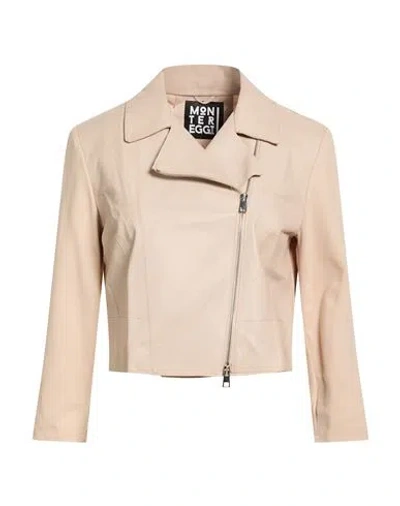 Montereggi Point Woman Jacket Light Pink Size L Leather, Viscose, Polyamide, Elastane In Purple
