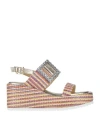 Monti Woman Sandals Mauve Size 7 Leather, Natural Raffia In Multi