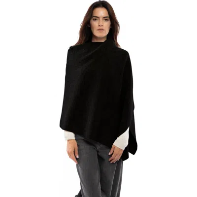 Monticelli Cashmere Double-knit Pure Cashmere Cape Wrap In Black