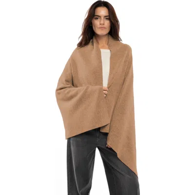 Monticelli Cashmere Double-knit Pure Cashmere Cape Wrap In Brown