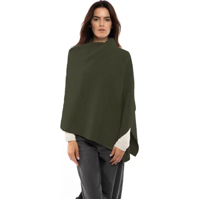 Monticelli Cashmere Double-knit Pure Cashmere Cape Wrap In Green