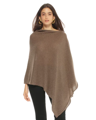 Monticelli Cashmere Essential Pure Cashmere Poncho In Brown
