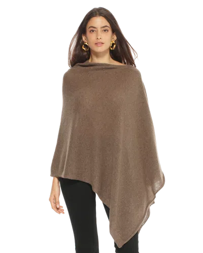 Monticelli Cashmere Essential Pure Cashmere Poncho In Brown