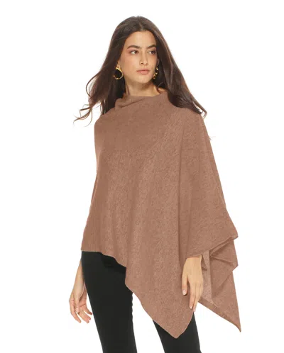 Monticelli Cashmere Essential Pure Cashmere Poncho In Brown