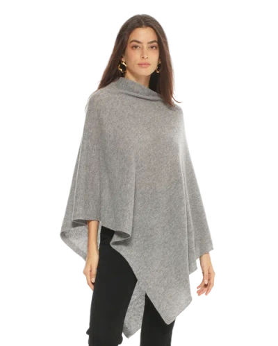 Monticelli Cashmere Essential Pure Cashmere Poncho In Gray