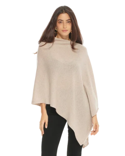 Monticelli Cashmere Essential Pure Cashmere Poncho In Neutral