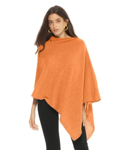 Monticelli Cashmere Essential Pure Cashmere Poncho In Orange