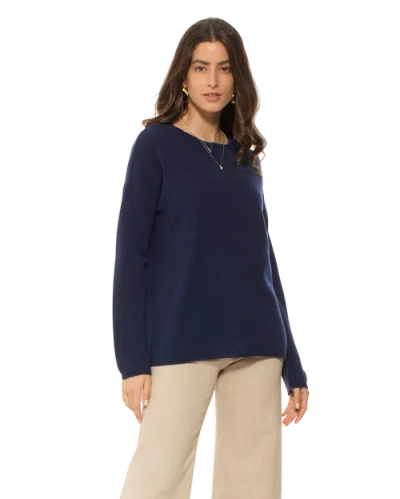 Monticelli Cashmere Lightweight Oversized Pure Cashmere Boatneck Sweater In Blue