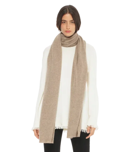 Monticelli Cashmere Lightweight Pure Cashmere Long Wrap Scarf In Brown