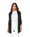 Monticelli Cashmere Long Open Front Pure Cashmere Cardigan In Black