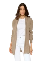 Monticelli Cashmere Long Open Front Pure Cashmere Cardigan In Brown