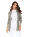 Monticelli Cashmere Long Open Front Pure Cashmere Cardigan In Gray