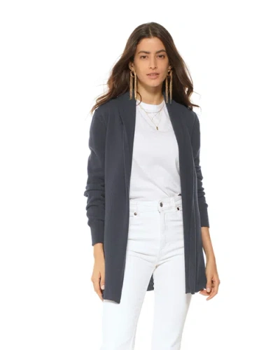 Monticelli Cashmere Long Open Front Pure Cashmere Cardigan In Gray