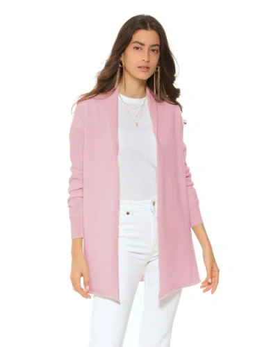 Monticelli Cashmere Long Open Front Pure Cashmere Cardigan In Pink