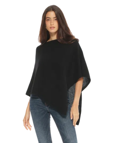 Monticelli Cashmere Pure Cashmere Capelet Poncho In Black