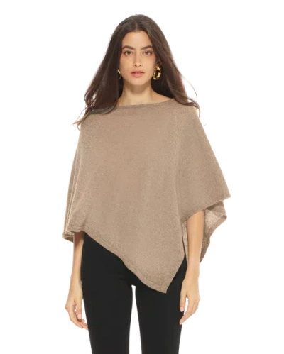 Monticelli Cashmere Pure Cashmere Capelet Poncho In Brown