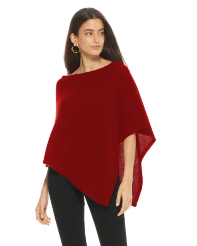 Monticelli Cashmere Pure Cashmere Capelet Poncho In Red