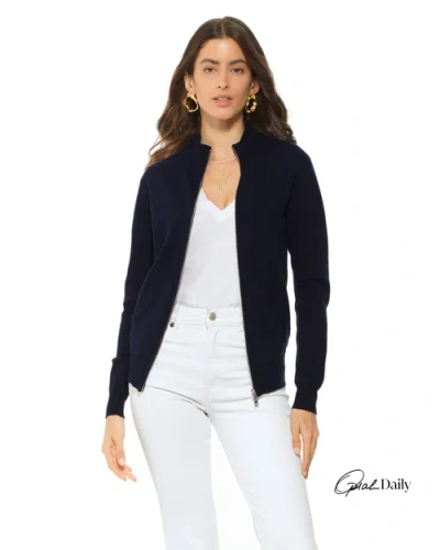 Monticelli Cashmere Pure Cashmere Double Slider Slider Zip Cardigan In Blue