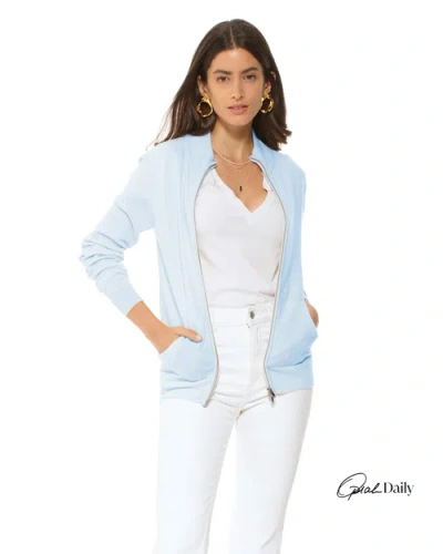 Monticelli Cashmere Pure Cashmere Double Slider Slider Zip Cardigan In Blue
