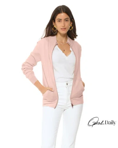 Monticelli Cashmere Pure Cashmere Double Slider Slider Zip Cardigan In Pink