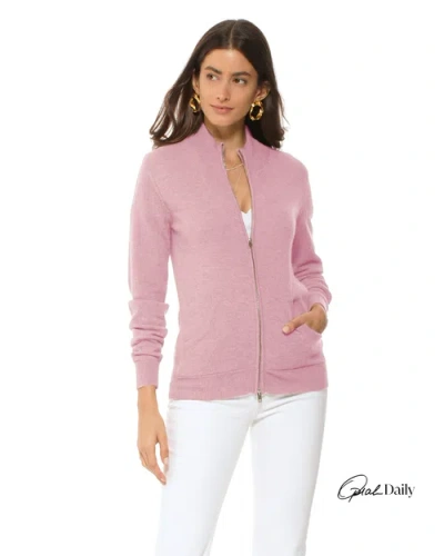 Monticelli Cashmere Pure Cashmere Double Slider Slider Zip Cardigan In Pink