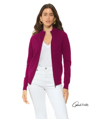 Monticelli Cashmere Pure Cashmere Double Slider Slider Zip Cardigan In Purple