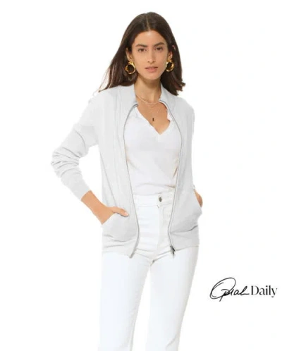 Monticelli Cashmere Pure Cashmere Double Slider Slider Zip Cardigan In White
