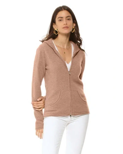Monticelli Cashmere Pure Cashmere Double Zip Hoodie Sweater In Brown
