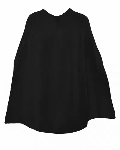 Monticelli Cashmere Pure Cashmere Elegant Cable Knit Poncho In Black