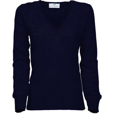 Monticelli Cashmere Pure Cashmere Essential V-neck Sweater In Blue