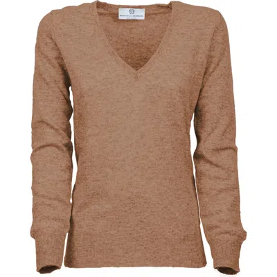 Monticelli Cashmere Pure Cashmere Essential V-neck Sweater In Brown