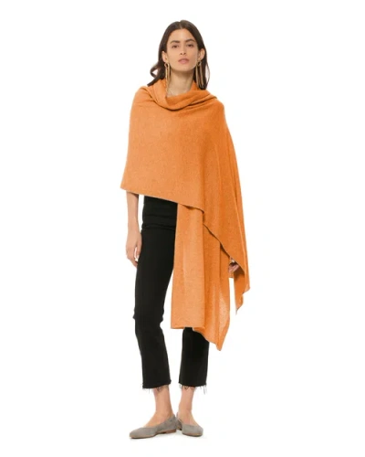 Monticelli Cashmere Pure Cashmere Feather-light Maxi Wrap Stole In Orange