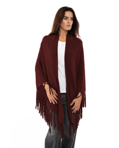 Monticelli Cashmere Pure Cashmere Fringe Wrap In Red