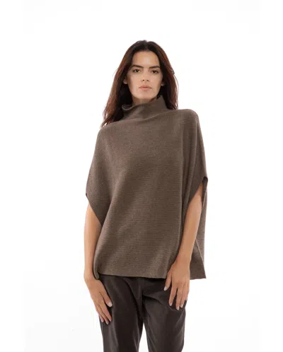 Monticelli Cashmere Pure Cashmere Funnel Neck Poncho In Brown