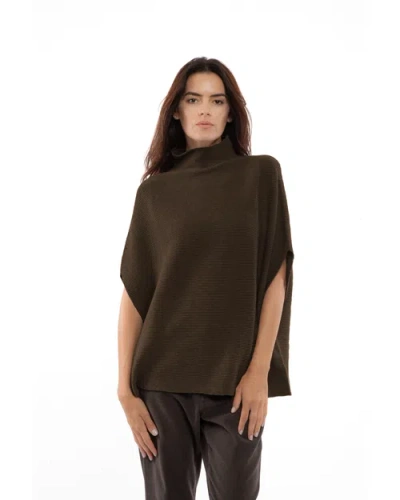 Monticelli Cashmere Pure Cashmere Funnel Neck Poncho In Brown