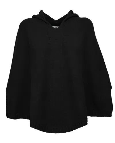 Monticelli Cashmere Pure Cashmere Hooded Poncho In Black
