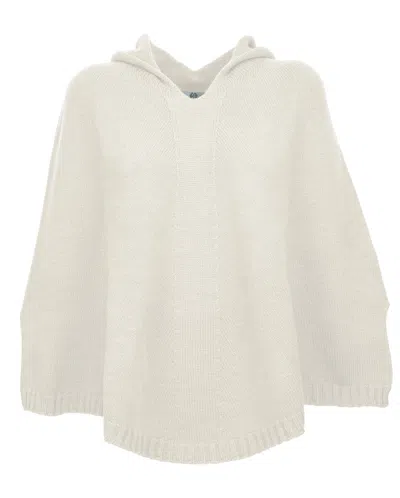Monticelli Cashmere Pure Cashmere Hooded Poncho In Neutral