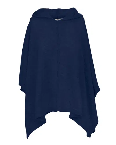 Monticelli Cashmere Pure Cashmere Hoodie Poncho In Blue