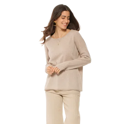 Monticelli Cashmere Lightweight Oversized Pure Cashmere Boatneck Sweater In Beige In Neutral