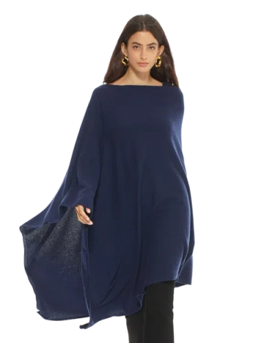 Monticelli Cashmere Pure Cashmere Long Poncho In Blue